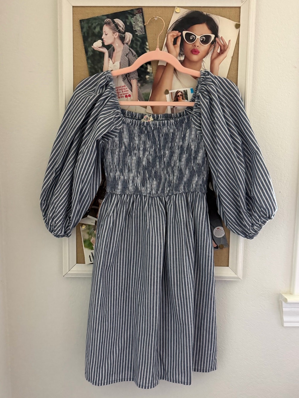 Cute Smocked Puff-Sleeve Stripe Dress